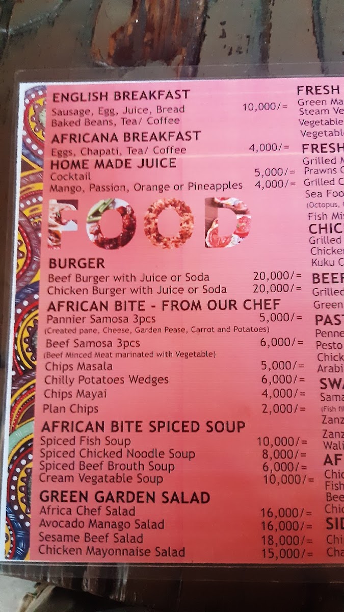 Menu Africana's Bbq-9